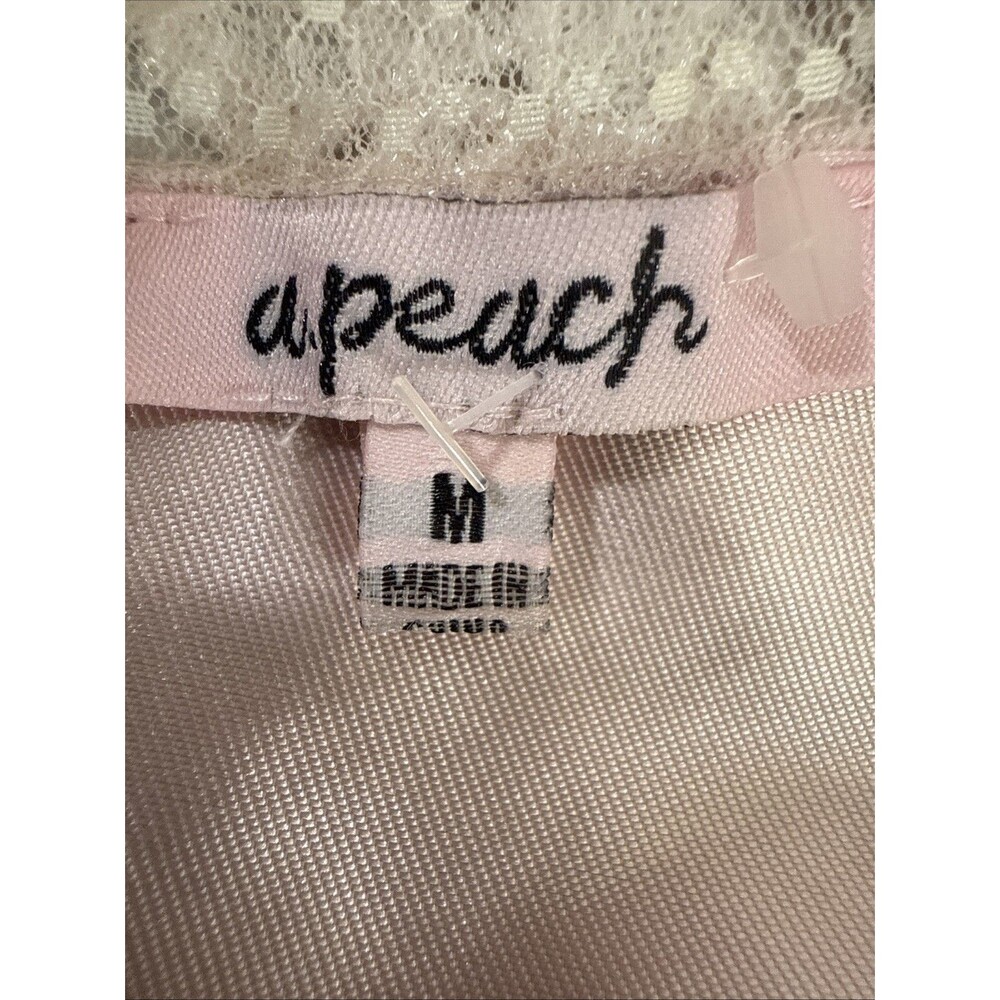 A Peach‎ Dress Womens M Champagne Strapppy Back Feminine Party Events Y2K - Picture 10 of 11